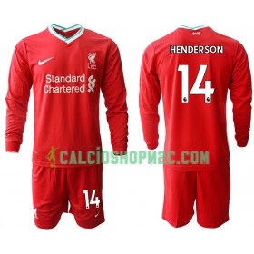 Liverpool Jordan Henderson 14 Bambino Maglia Prima 2020/2021 Manica Lunga (+ Pantaloncini)